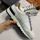 Handmade White Belly Alligator Sneakers for Men – Premium Men’s Himalaya Alligator Skin Sneakers with Luxury Street Style