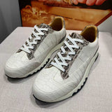 Handmade White Belly Alligator Sneakers for Men – Premium Men’s Himalaya Alligator Skin Sneakers with Luxury Street Style