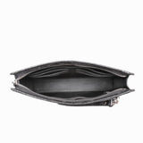 black genuine alligator belly leather men's clutch interior view showing card slots and compartments