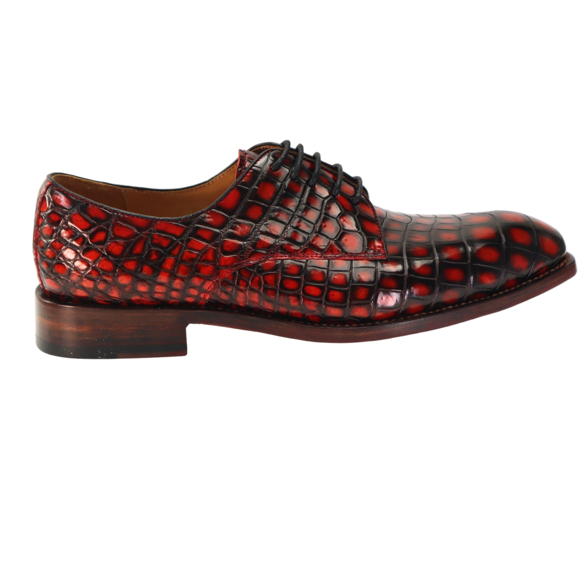 red gator dress shoes Mauri 4910/1 Ruby Red Alligator Lace Up Dress Shoe 9.5