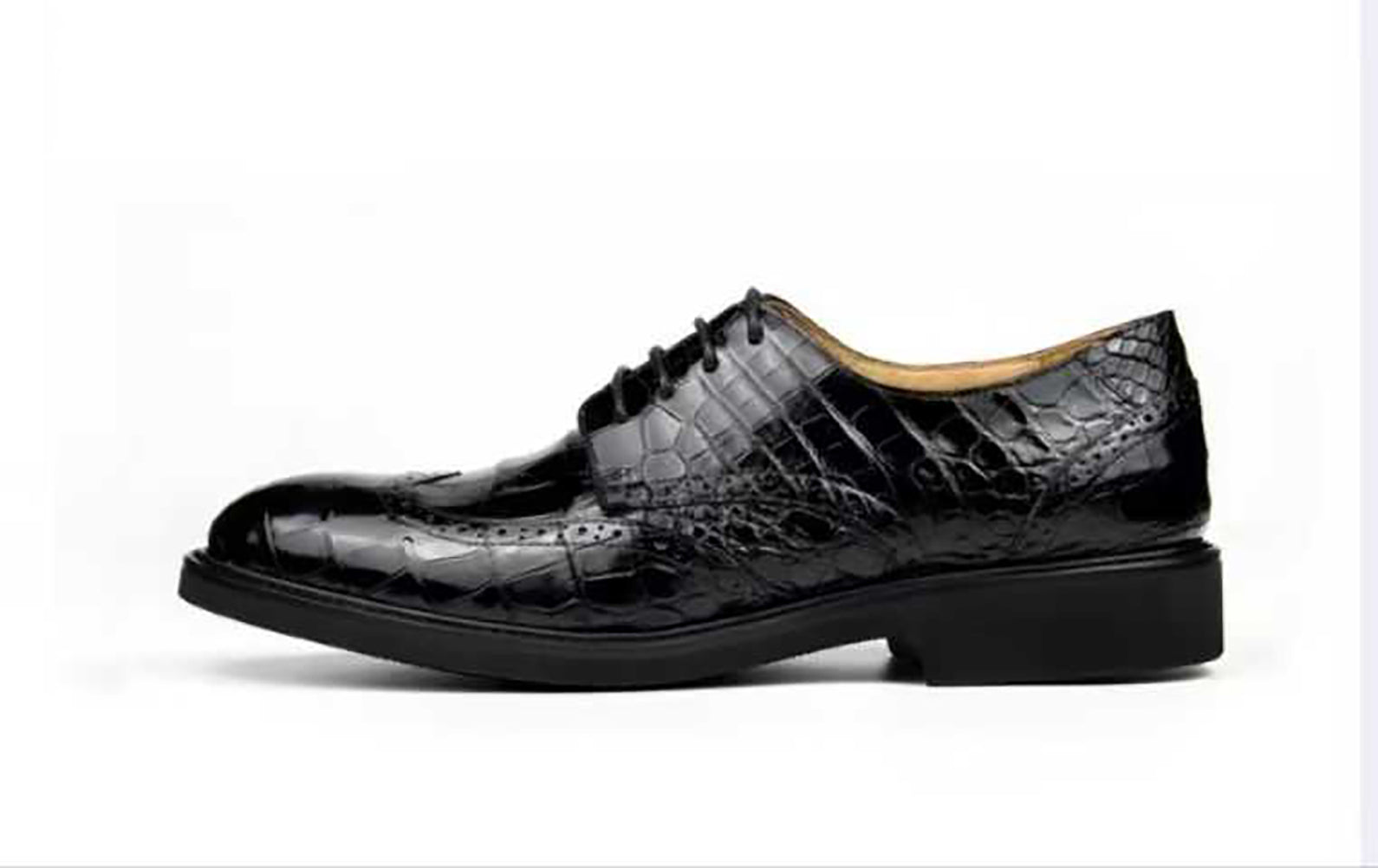 Handmade Alligator Leather Derby Shoes for Men – Elegant Exotic Style, Italian Cowhide Lining, Durable Rubber Sole for Daily Comfort #169
