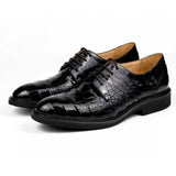 Handmade Alligator Leather Derby Shoes for Men – Elegant Exotic Style, Italian Cowhide Lining, Durable Rubber Sole for Daily Comfort #169