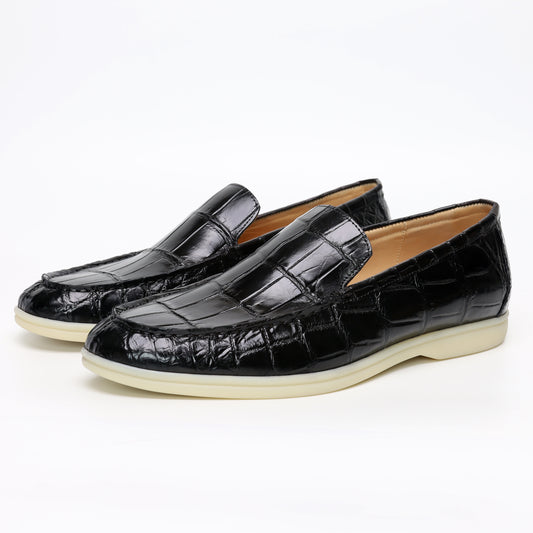 Alligator Leather Slip-On Loafers for Men – Handmade Exotic Casual Driving Shoes