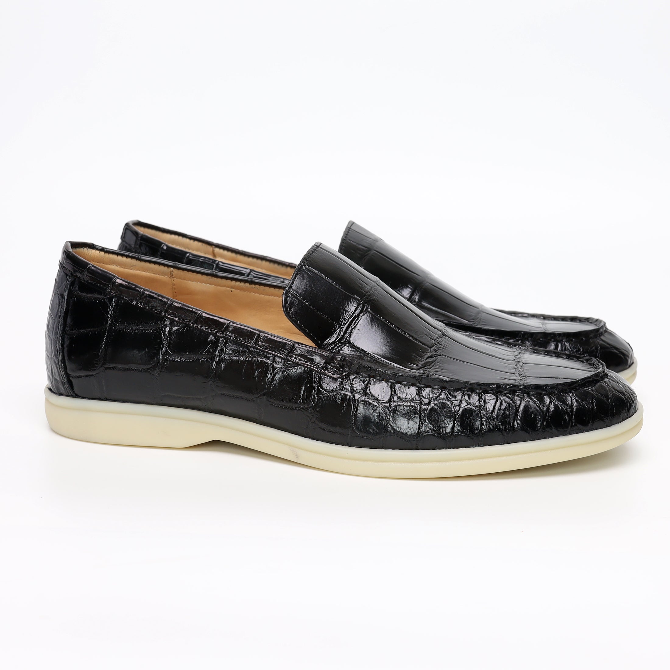 Alligator Leather Slip-On Loafers for Men – Handmade Exotic Casual Driving Shoes