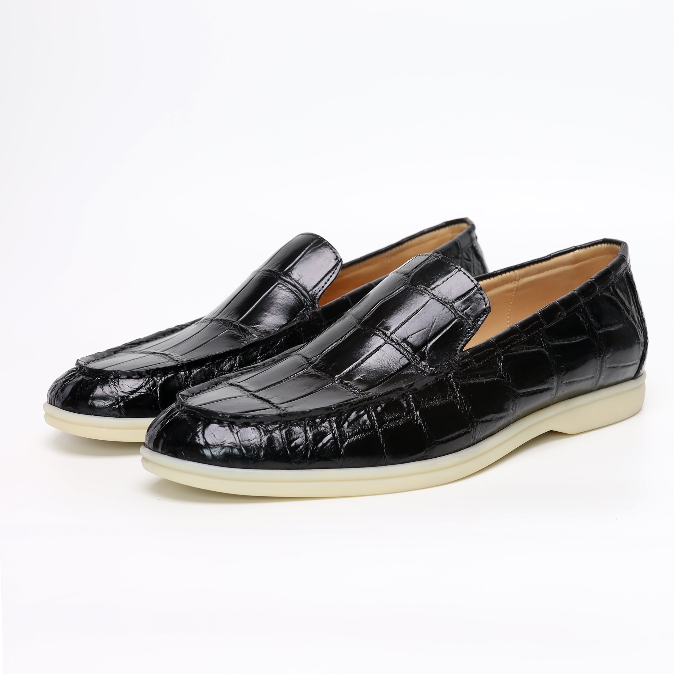 Alligator Leather Slip-On Loafers for Men – Handmade Exotic Casual Driving Shoes