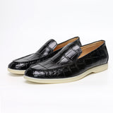 Alligator Leather Slip-On Loafers for Men – Handmade Exotic Casual Driving Shoes