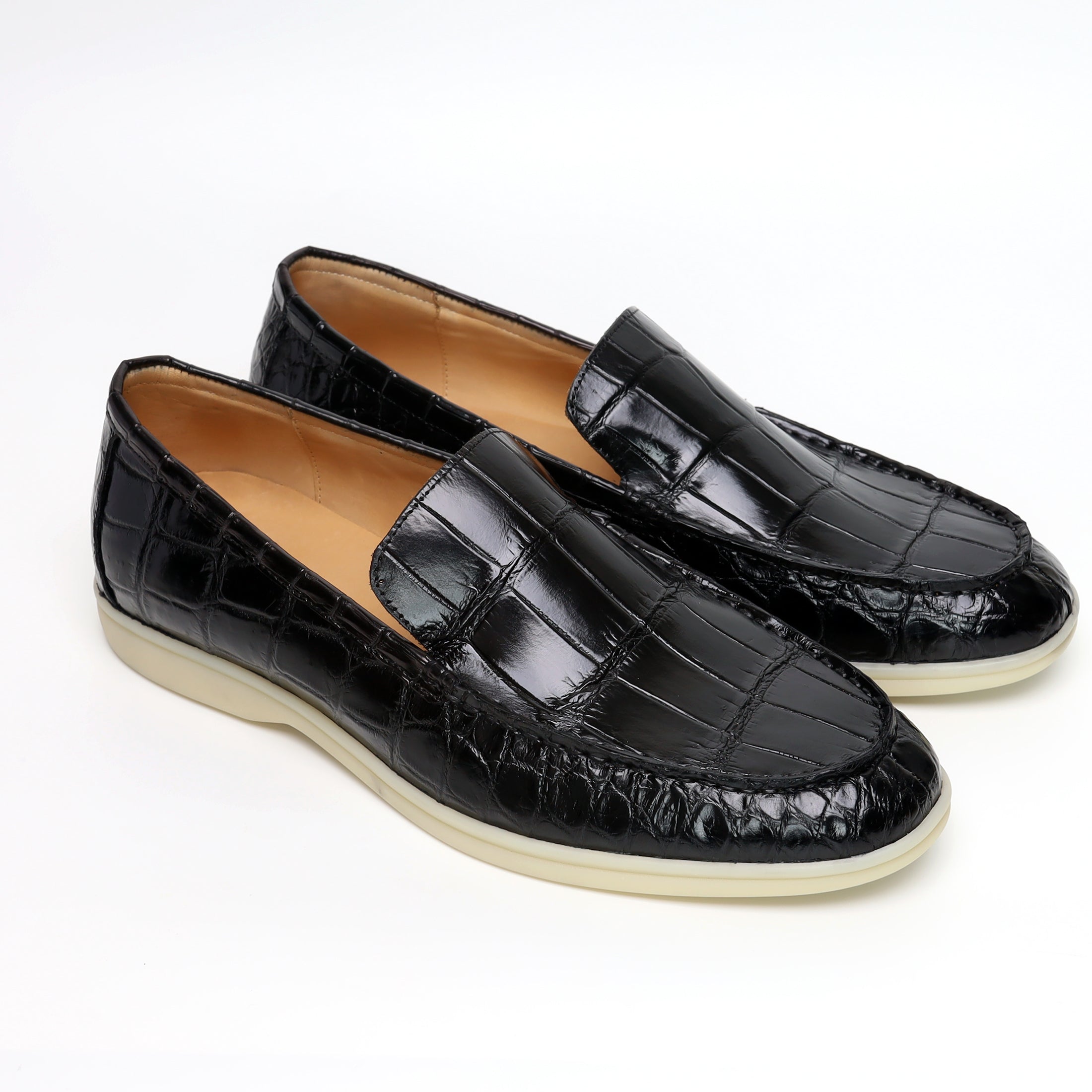 Alligator Leather Slip-On Loafers for Men – Handmade Exotic Casual Driving Shoes