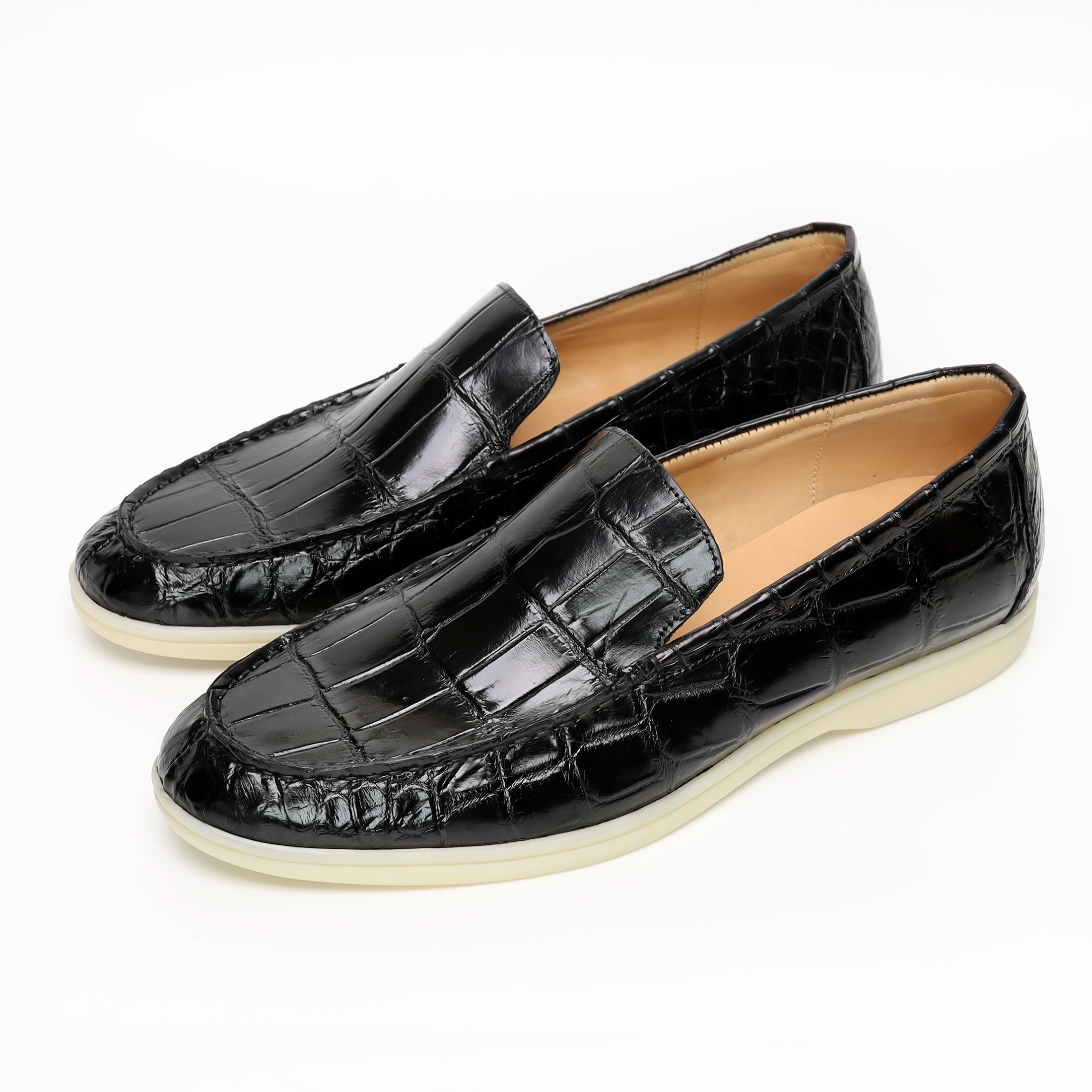 Alligator Leather Slip-On Loafers for Men – Handmade Exotic Casual Driving Shoes