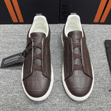 Alligator Leather Sneakers – Elastic Lace Designer Shoes for Men