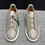 Alligator Leather Sneakers – Elastic Lace Designer Shoes for Men