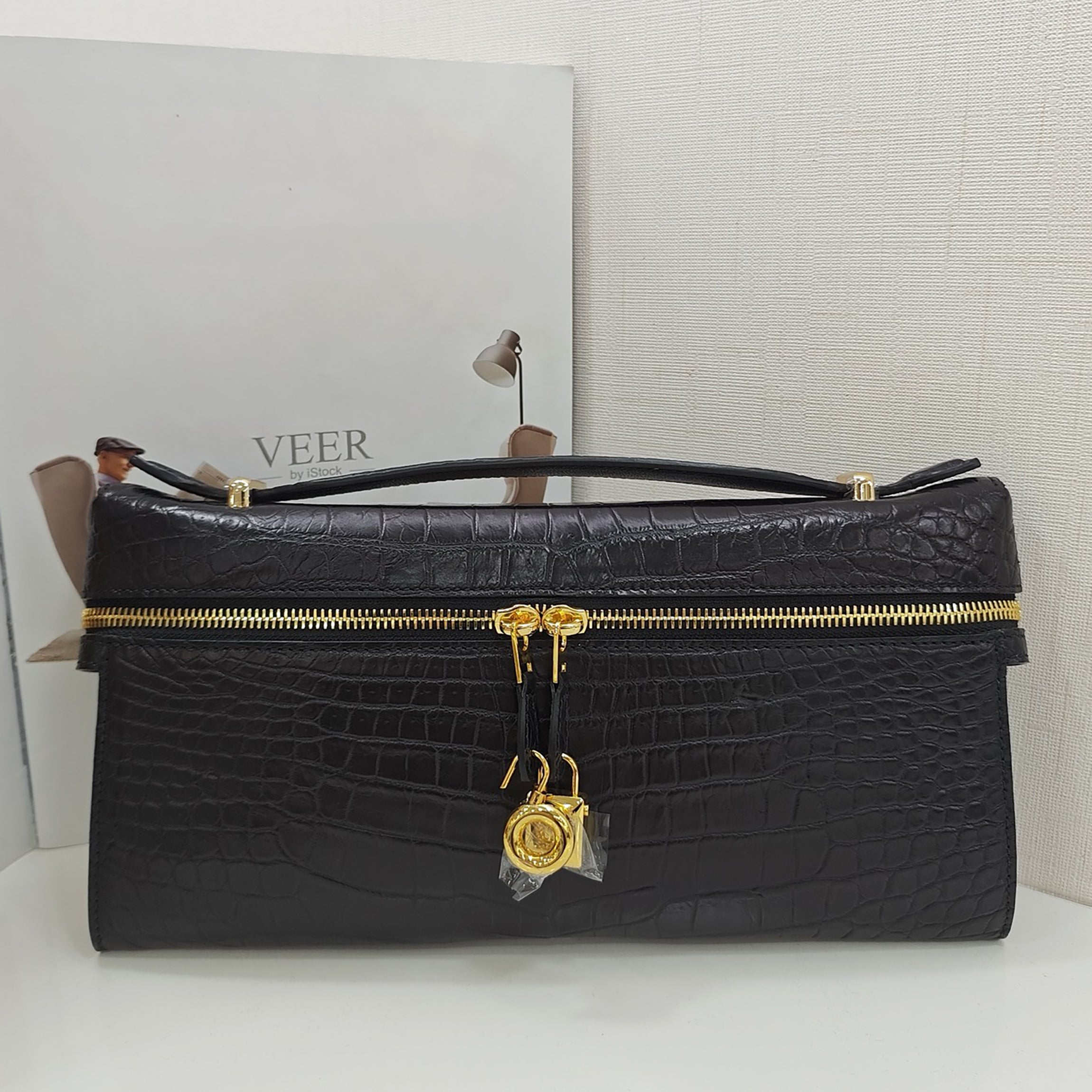 Genuine Alligator Top Handle Clutch – Handmade Evening Bag for Women