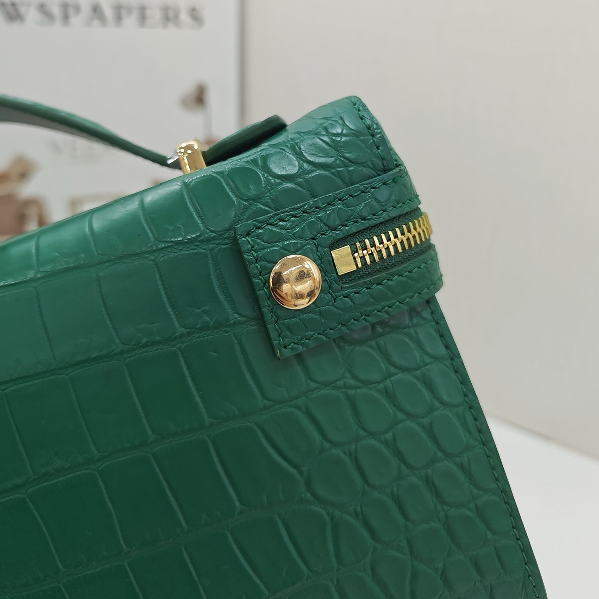 Genuine Alligator Top Handle Clutch – Handmade Evening Bag for Women