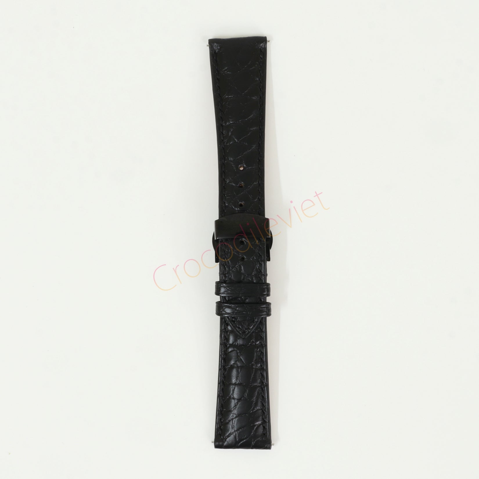 Black Genuine Alligator Leather Watch Straps With Deployant Clasp, Leather Watch Bands Quick Release Pins, Handmade Leather Watch Strap