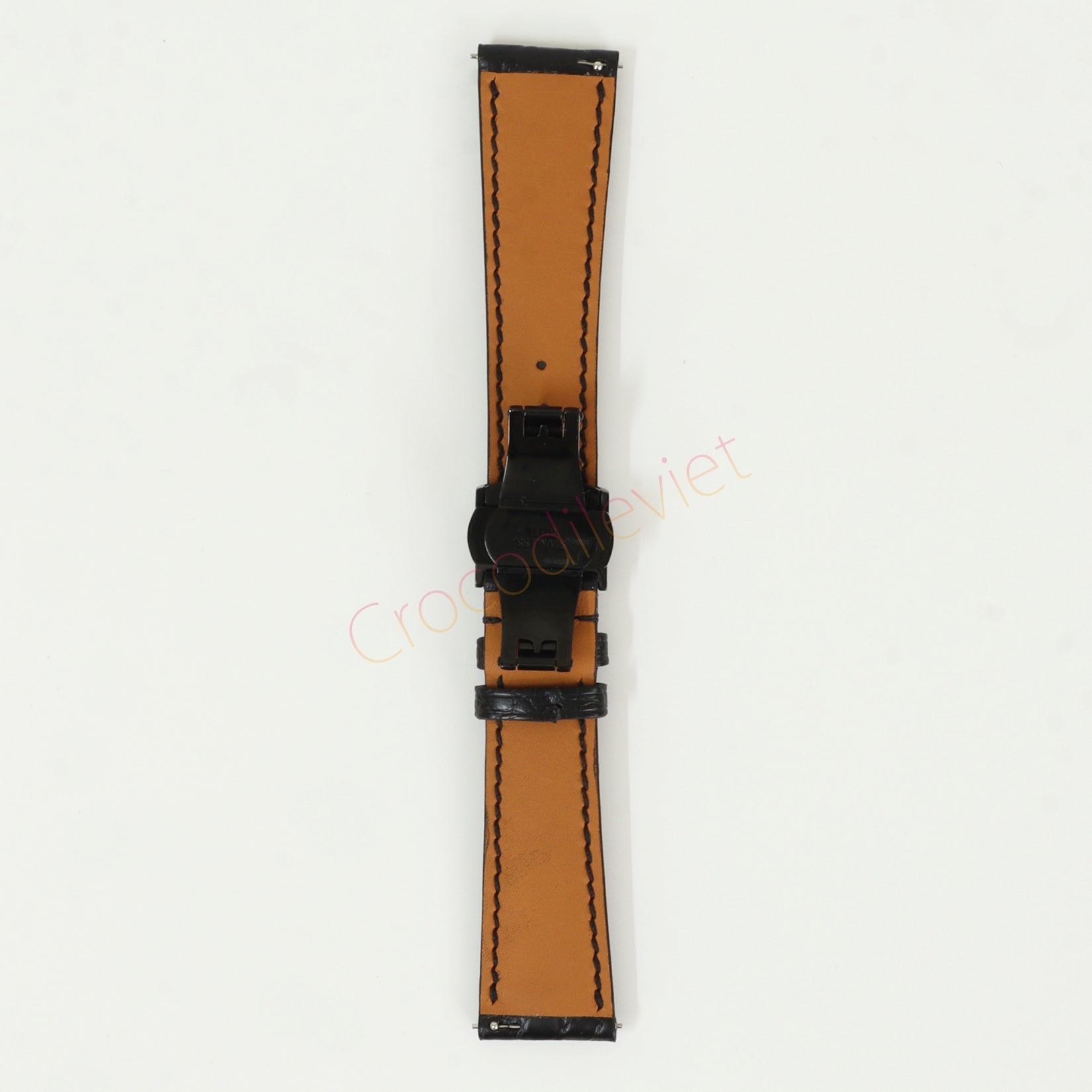 Black Genuine Alligator Leather Watch Straps With Deployant Clasp, Leather Watch Bands Quick Release Pins, Handmade Leather Watch Strap