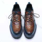 Custom-Made Nile Crocodile Leather Business Casual Shoes – Hand-Painted Patina with Norwegian Welt Construction
