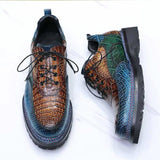 Custom-Made Nile Crocodile Leather Business Casual Shoes – Hand-Painted Patina with Norwegian Welt Construction