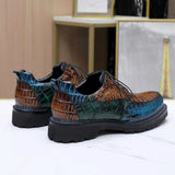 Custom-Made Nile Crocodile Leather Business Casual Shoes – Hand-Painted Patina with Norwegian Welt Construction