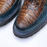 Custom-Made Nile Crocodile Leather Business Casual Shoes – Hand-Painted Patina with Norwegian Welt Construction