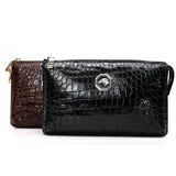 Genuine Alligator Leather Clutch Bag – Black & Dark Brown Handmade Purse