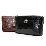 Genuine Alligator Leather Clutch Bag – Black & Dark Brown Handmade Purse