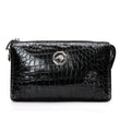 Genuine Alligator Leather Clutch Bag – Black & Dark Brown Handmade Purse