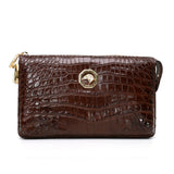 Genuine Alligator Leather Clutch Bag – Black & Dark Brown Handmade Purse