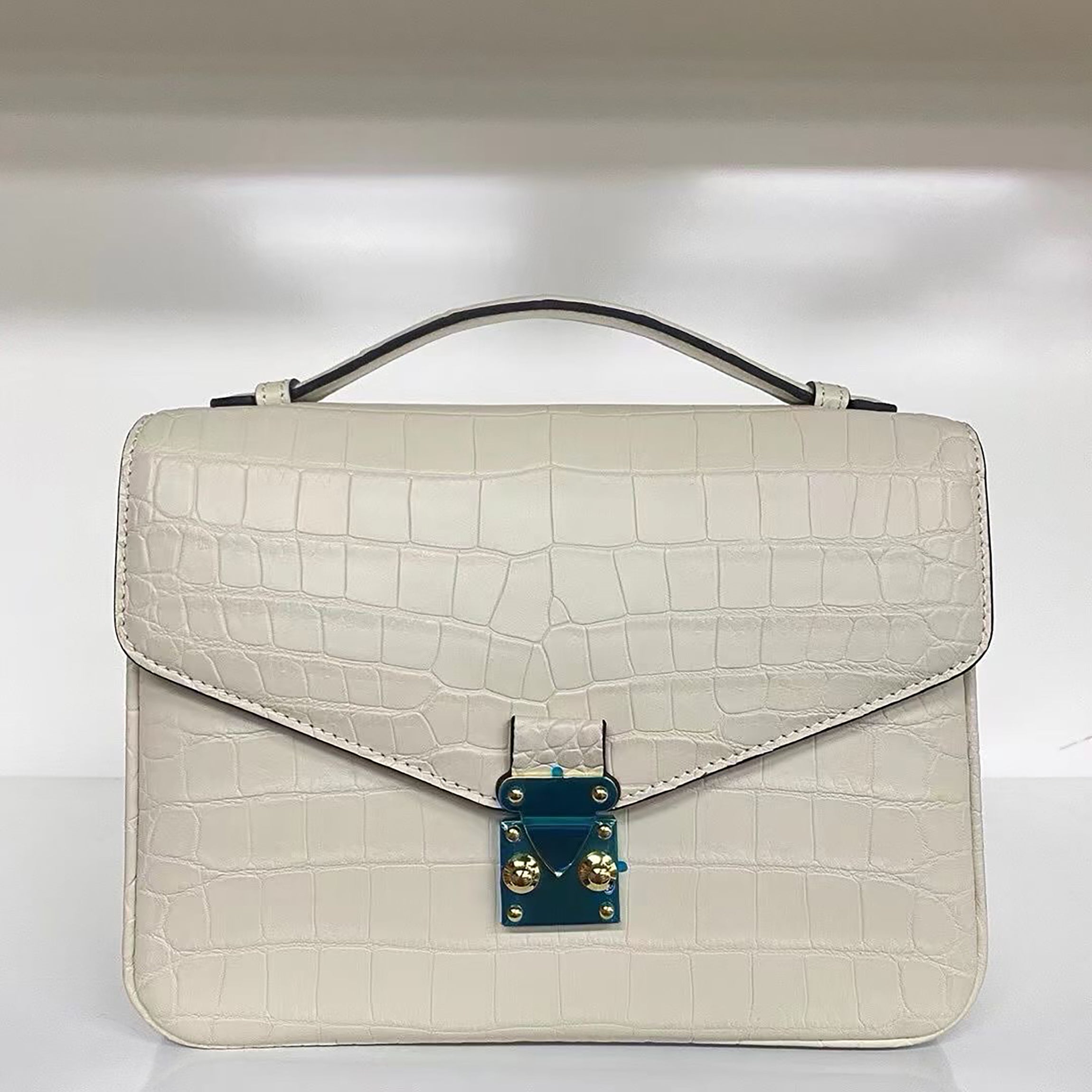 Genuine Matte Alligator Leather Top Handle Bag for Women