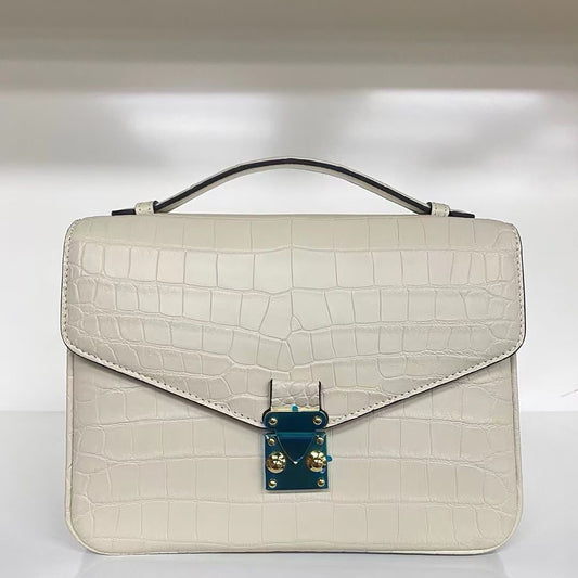 Genuine Matte Alligator Leather Top Handle Bag for Women