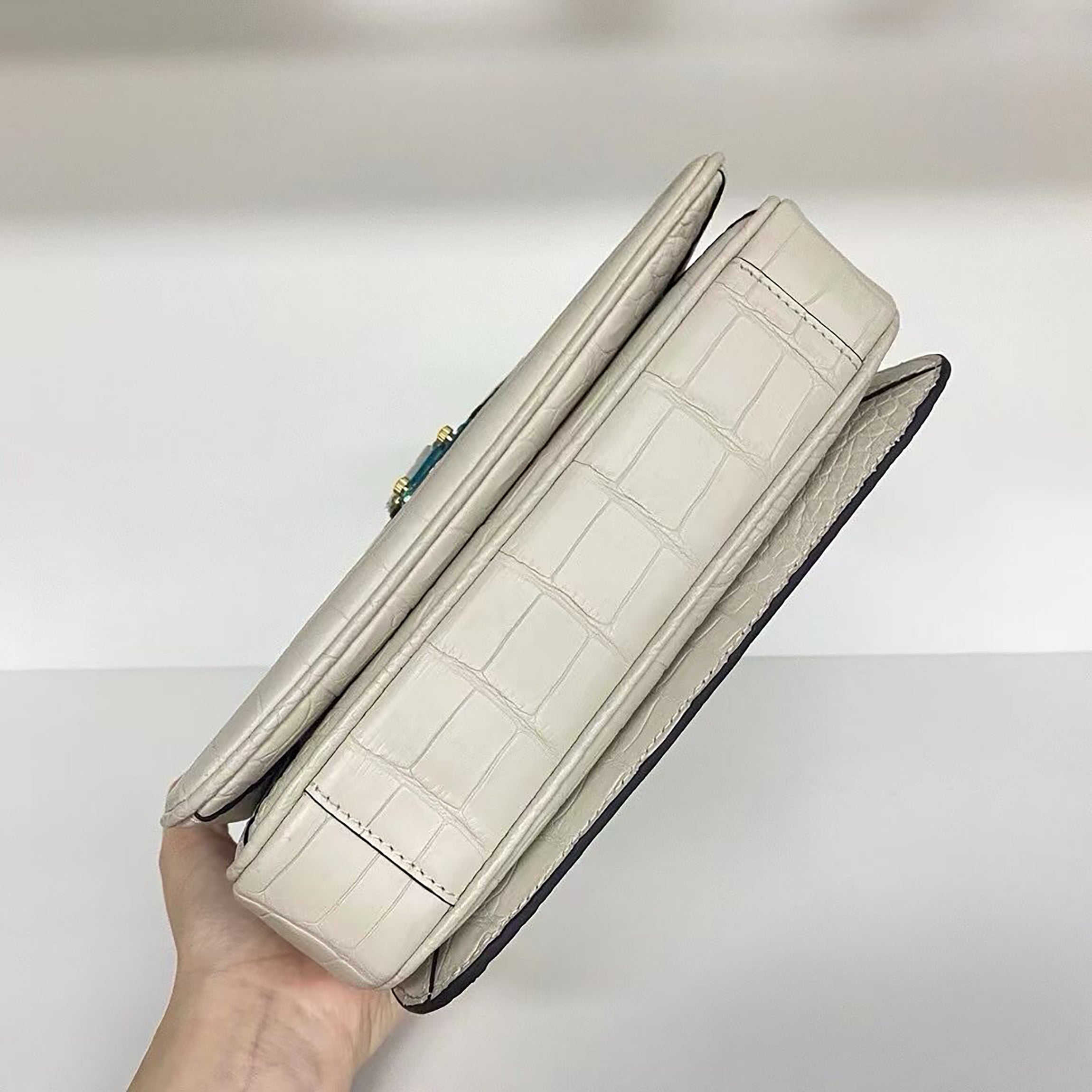 Genuine Matte Alligator Leather Top Handle Bag for Women
