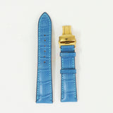Blue Genuine Alligator Leather Watch Straps With Deployant Clasp, Leather Watch Bands Quick Release Pins, Handmade Leather Watch Strap