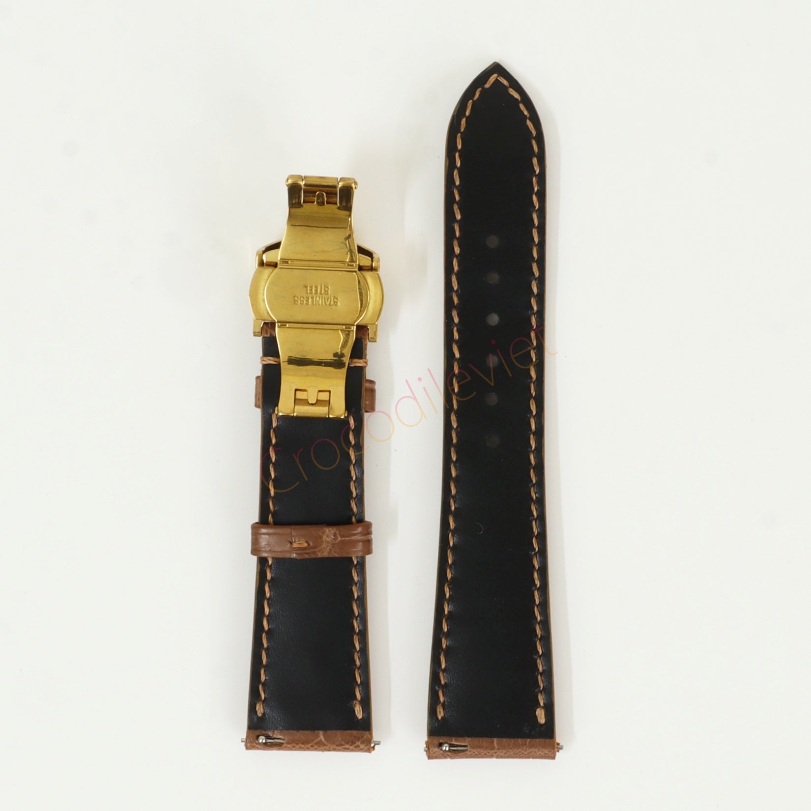 Genuine Alligator Leather Watch Straps With Deployant Clasp, Leather Watch Bands Quick Release Pins, Handmade Leather Watch Strap