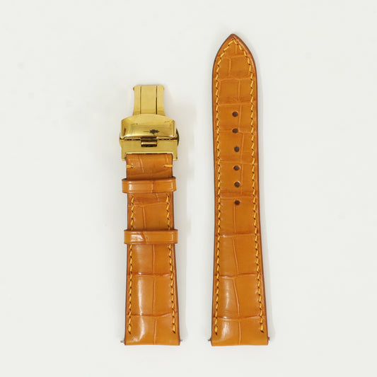 Genuine Alligator Leather Watch Straps With Deployant Clasp, Leather Watch Bands Quick Release Pins, Handmade Leather Watch Strap