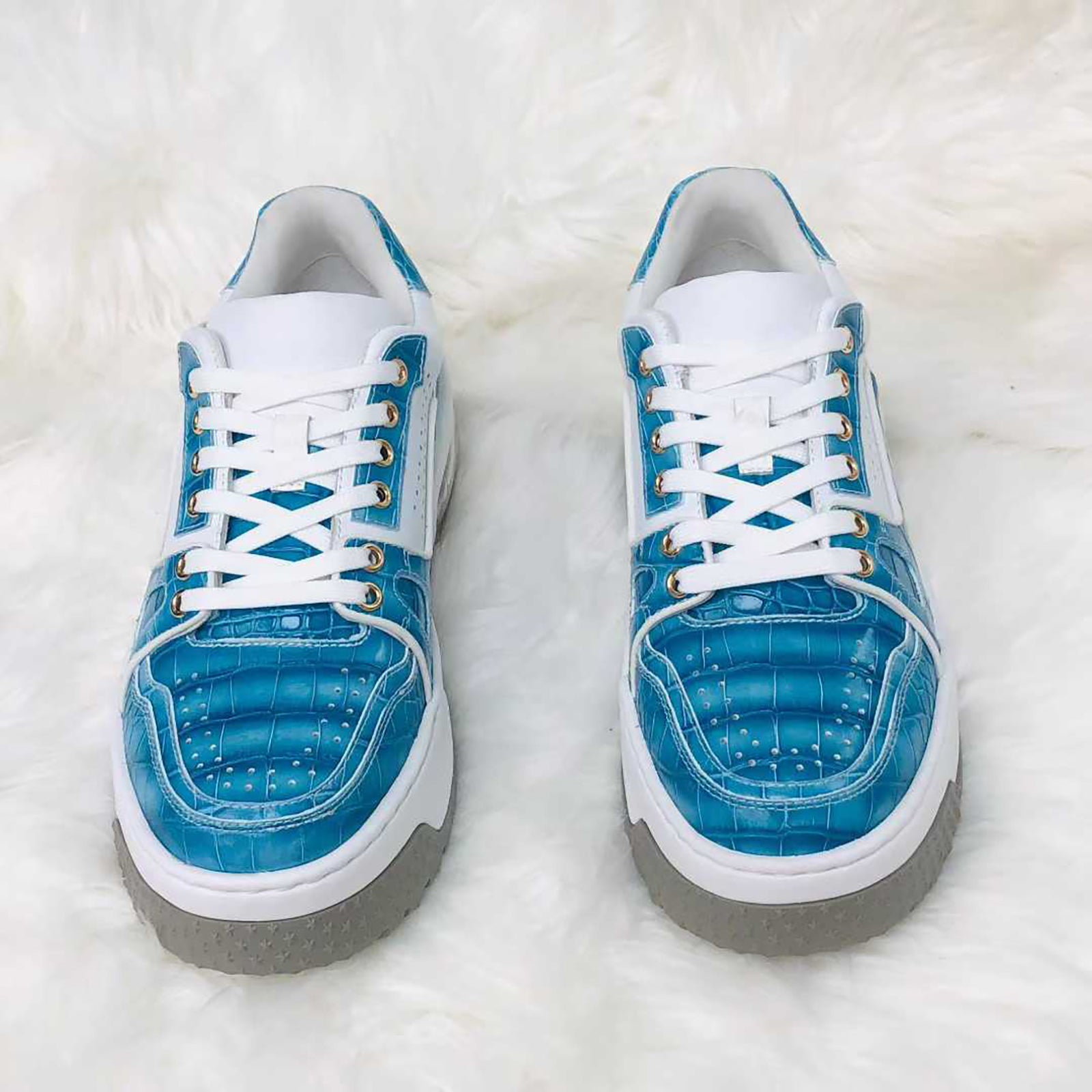 Genuine Alligator Sneakers for Men – Handcrafted Blue Exotic Leather with Sport Sole, Luxury Detailing, and Modern Performance Comfort