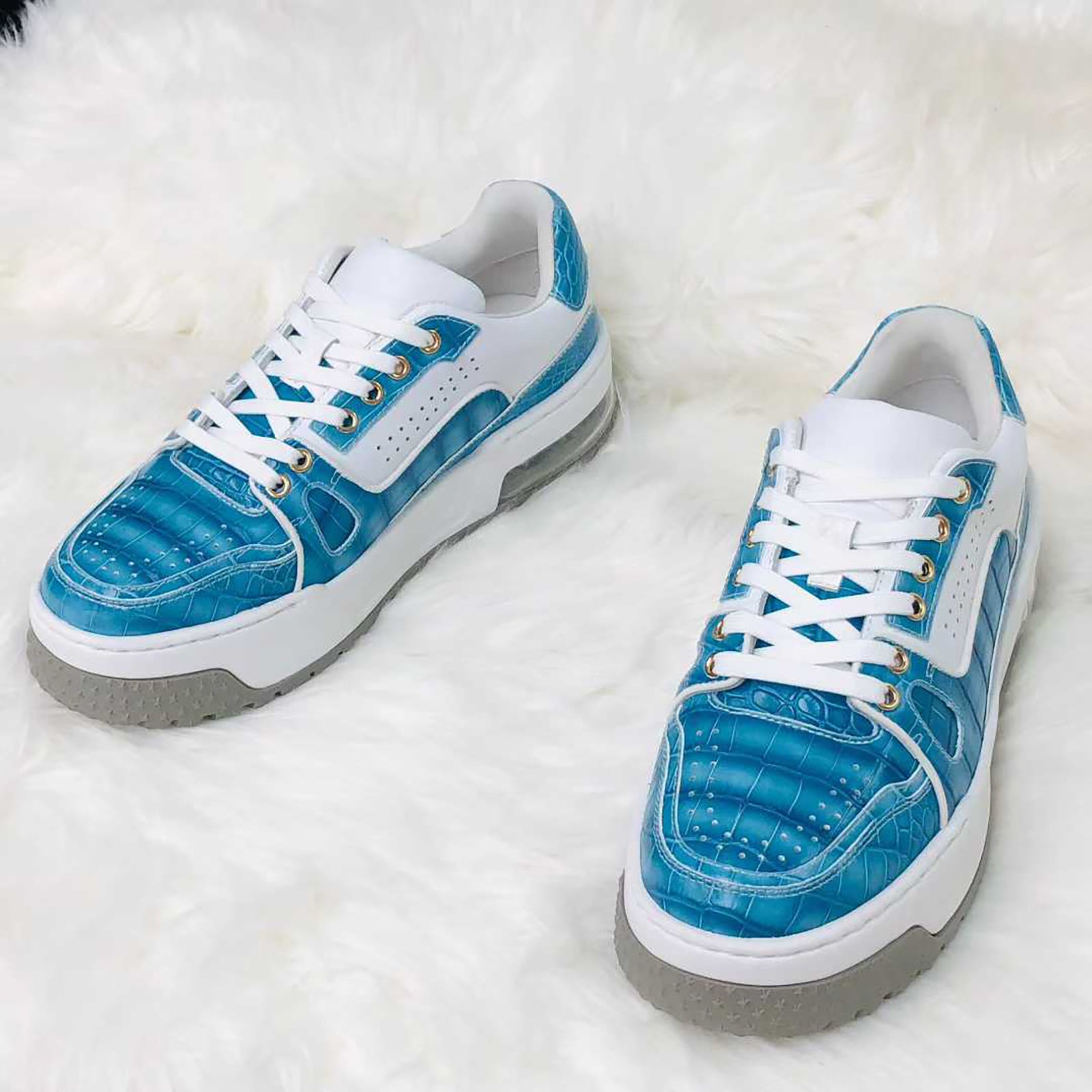 Genuine Alligator Sneakers for Men – Handcrafted Blue Exotic Leather with Sport Sole, Luxury Detailing, and Modern Performance Comfort