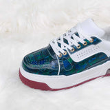 Genuine Alligator Sneakers for Men – Handcrafted Blue Patina Luxury Shoes with Sport Sole and Exotic Texture