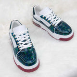 Genuine Alligator Sneakers for Men – Handcrafted Blue Patina Luxury Shoes with Sport Sole and Exotic Texture