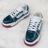 Genuine Alligator Sneakers for Men – Handcrafted Blue Patina Luxury Shoes with Sport Sole and Exotic Texture