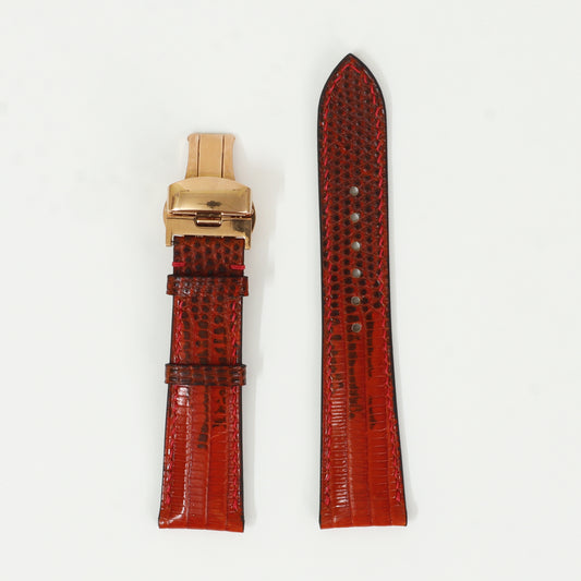 Genuine iguana leather watch strap with deployment buckle, quick release pin leather watch strap, handmade leather watch strap