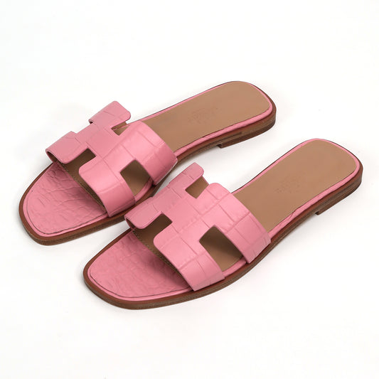 Luxury Alligator Leather Slides – Handmade Women’s Exotic Sandals