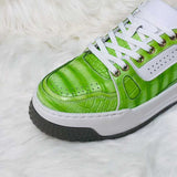 Genuine Alligator Sneakers for Men – Handcrafted Green Patina Luxury Shoes with Sport Sole and Distinctive Exotic Texture
