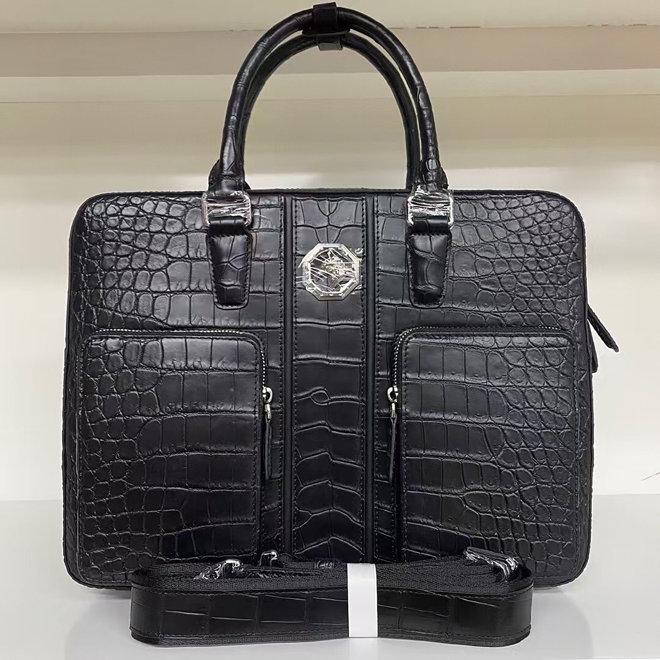 Luxury Matte Alligator Leather Briefcase – Handcrafted Elegance for the Modern Professional