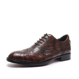 Handmade Alligator Leather Oxford Shoes for Men – Dark Brown Patina Dress Style