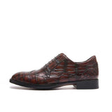 Handmade Alligator Leather Oxford Shoes for Men – Dark Brown Patina Dress Style