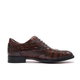 Handmade Alligator Leather Oxford Shoes for Men – Dark Brown Patina Dress Style