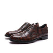 Handmade Alligator Leather Oxford Shoes for Men – Dark Brown Patina Dress Style