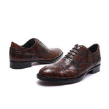 Handmade Alligator Leather Oxford Shoes for Men – Dark Brown Patina Dress Style
