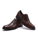 Handmade Alligator Leather Oxford Shoes for Men – Dark Brown Patina Dress Style