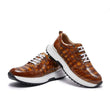 Handmade Alligator Sneakers for Men – Rich Cognac Patina with Rubber Sole and Exotic Texture