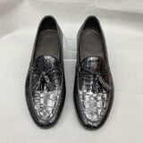 Handmade Black Alligator Leather Tassel Loafers for Men – Luxury Exotic Slip-On Shoes