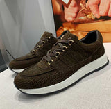 Handmade Dark Brown Alligator Nubuck Sneakers for Men – Luxury Exotic Leather Trainers with Rubber Sole